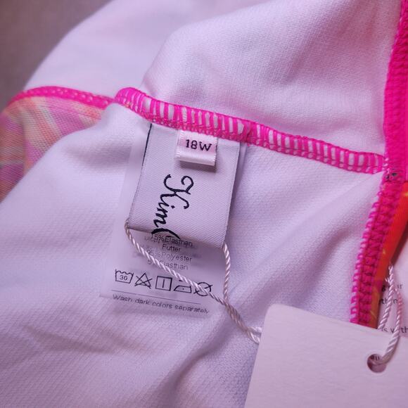 Kim Curvey Orange Floral Halter Swim Top Plus Size 18W NWT Swim Wear - Picture 5 of 6